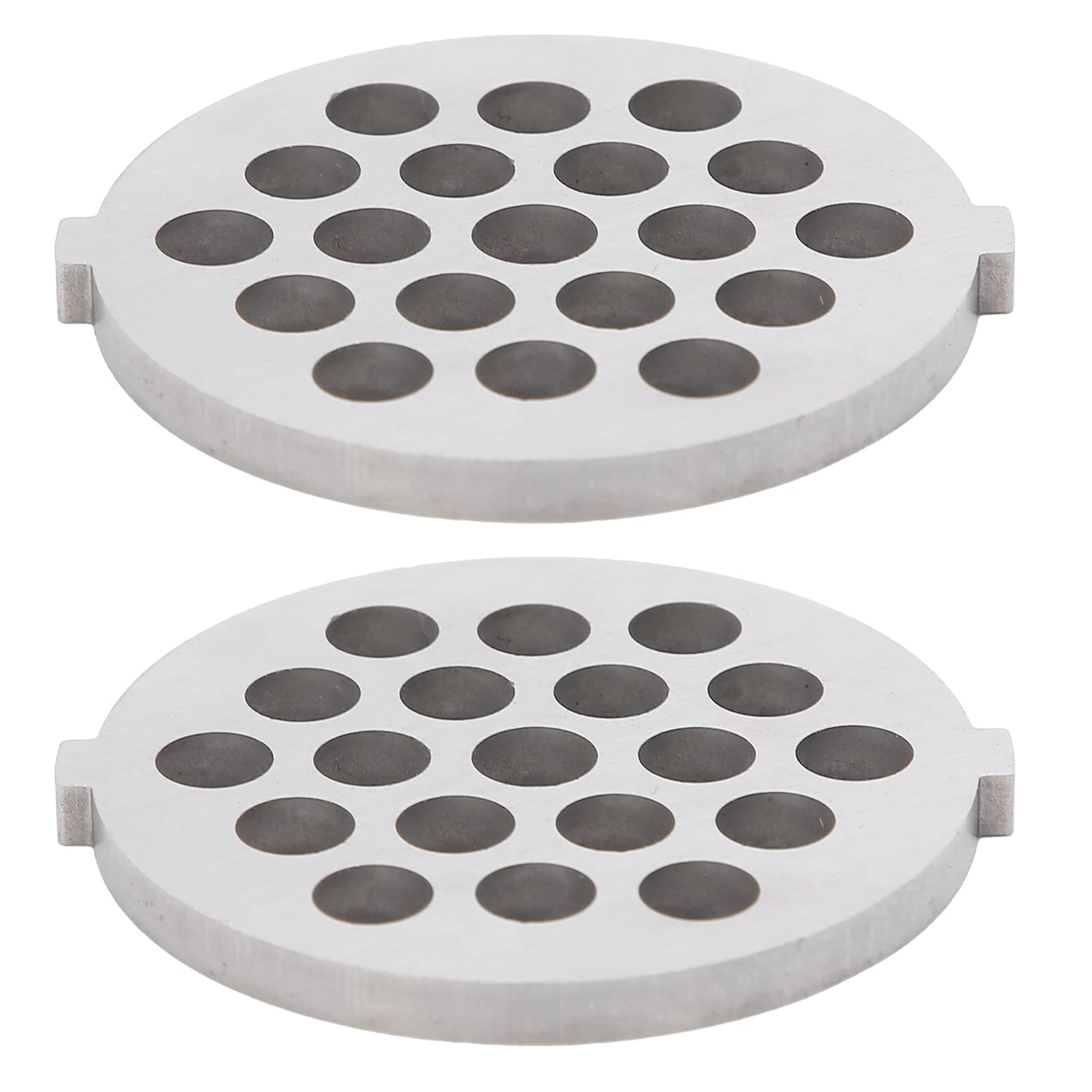 2Pcs Meat Grinder Plate, Stainless Steel Meat Grinder Blade Replaceable Meat Grinding Discs Mincer Discs Plate Blades Round Hole for 5# B Type Grinder(7mm)