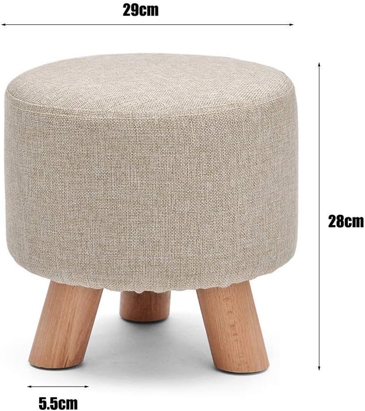 Footstool Change Shoe Bench Round Simple Solid Wooden Legs Upholstered Seating Chair Foot Stools Home Wood Stool Multi-Function (Color : Candy)