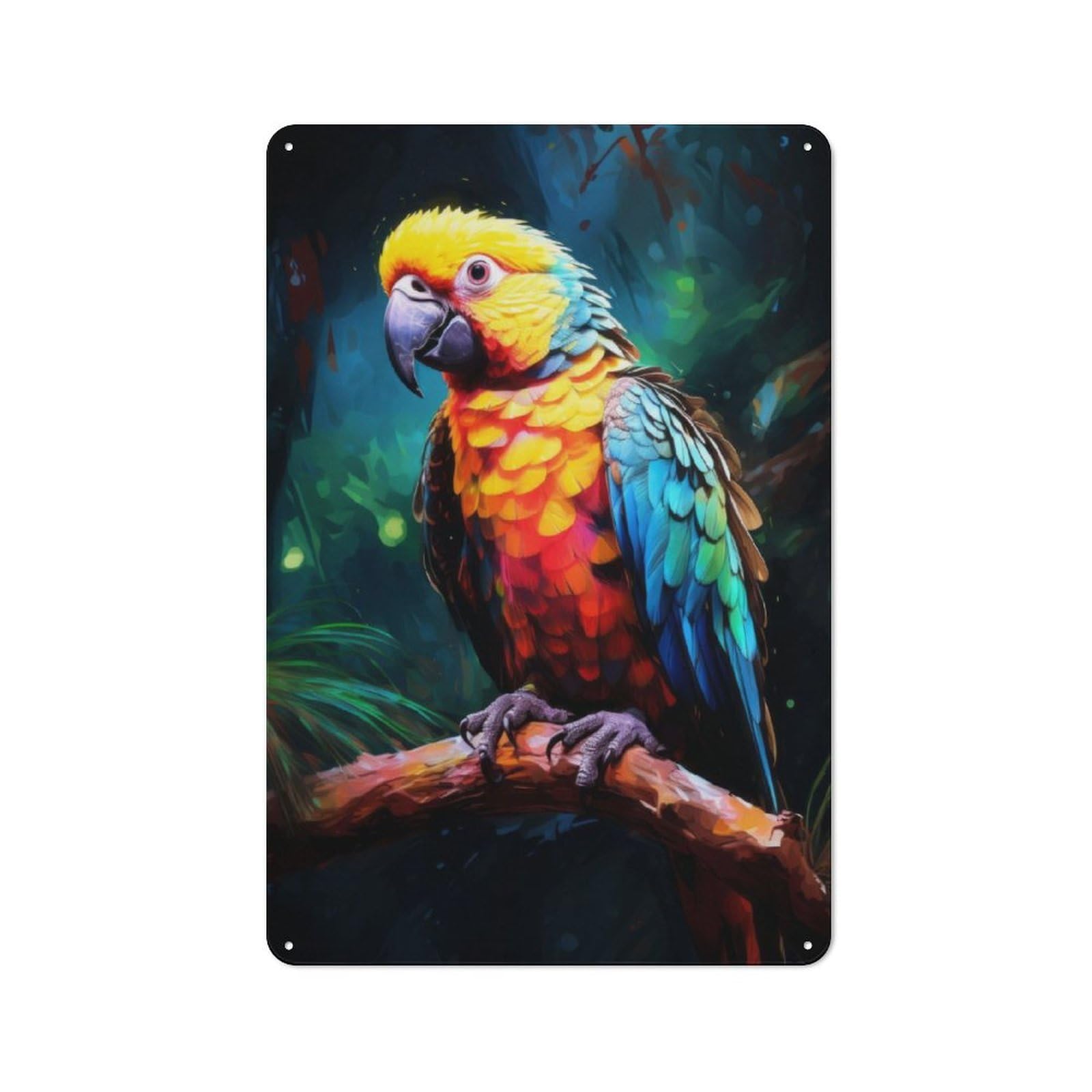 Junmoney Majestic Parrot Rustic Tin Wall Plaque 30X20cm For Home Bar Wall, For Vintage Wall Decor Fans, For Living Room And Hallway Decor