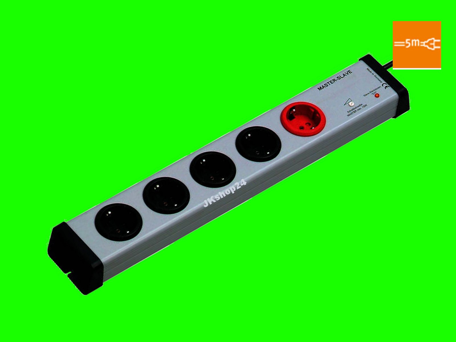 Master-Slave 5-Fach-Steckdosenleiste | Mehrfachsteckdosen-Leiste mit MasterSlave-Funktion + 5m-Anschluss-Kabel 1,5mm² | max. 250 V / 3.600 W | 0211x00052305