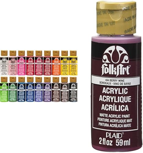 Miniatura 1 de FolkArt Juego de pintura acrílica 2 onzas PROMOFAI Colors I 18 colores y pintura acrílica en varios colores 2 onzas 434 vino de bayas