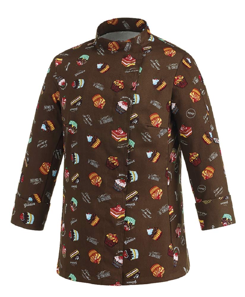 Novaplus EGOCHEF Women's Chef's Jacket with Pattern, 100% Cotton (XXL, Sweets)