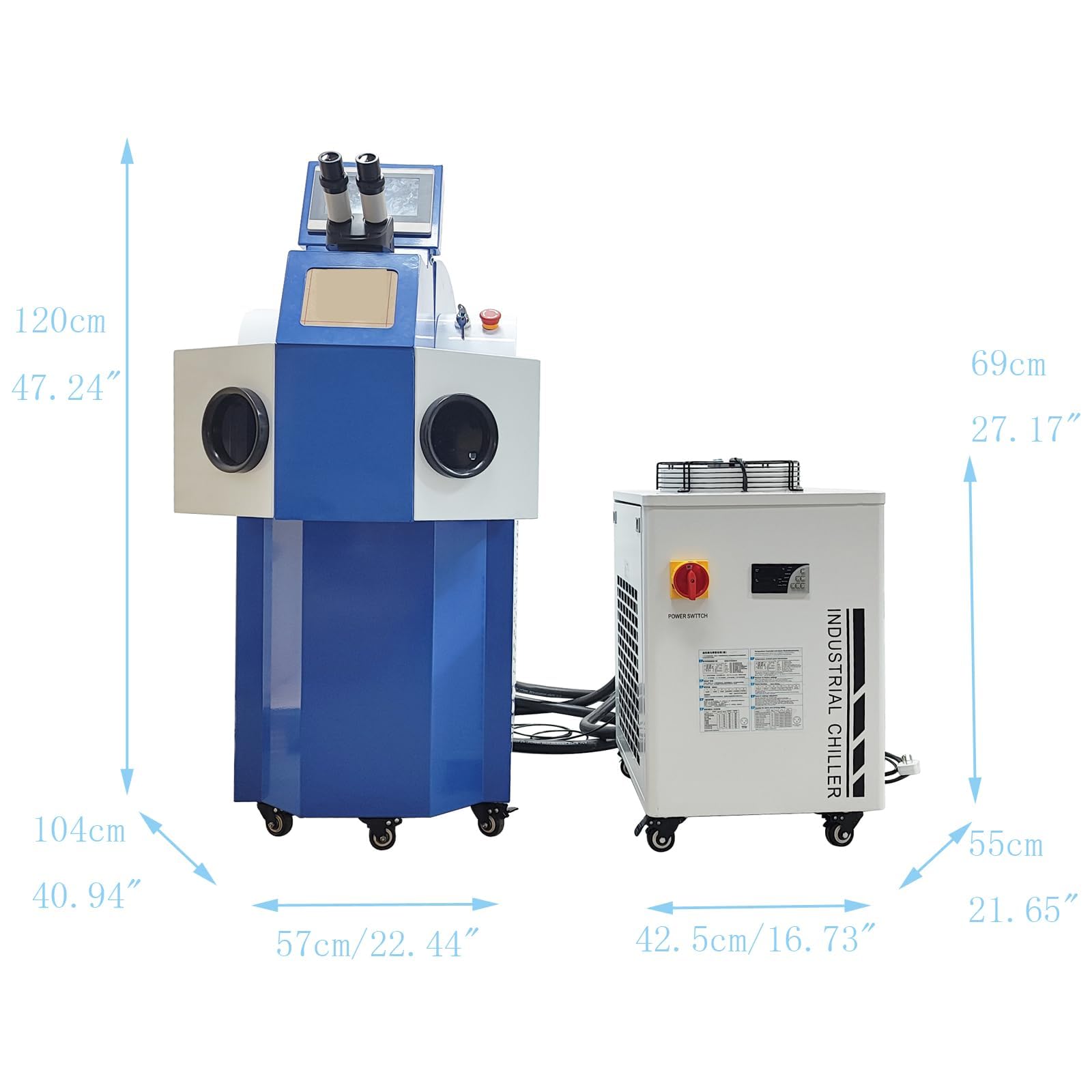 INTSUPERMAI 200W Jewellery Spot Welders with 2400W Chiller, 220V 1 Phase, Jewelry Welding Machine for Welding Rings, Permanent Jewelry, Necklaces, Bracelets, Gold and Silver