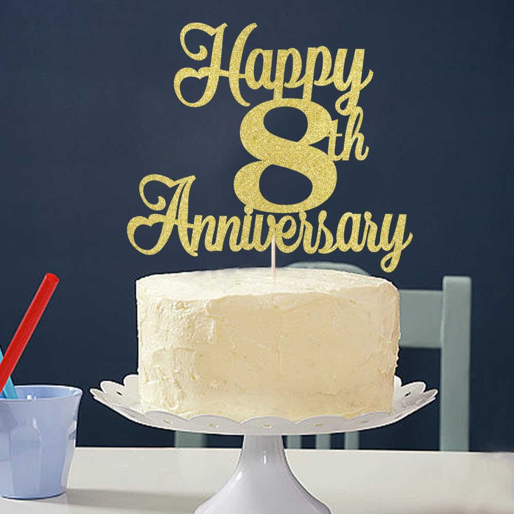 Amazon.com: Kaoenla Happy 8th Anniversary Cake Toppers - 8th