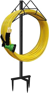 Artigarden Garden Hose Holder - Free Standing Metal Water Hose Stand Heavy Duty Flexible Pipe Storage Hanger Organizer for La