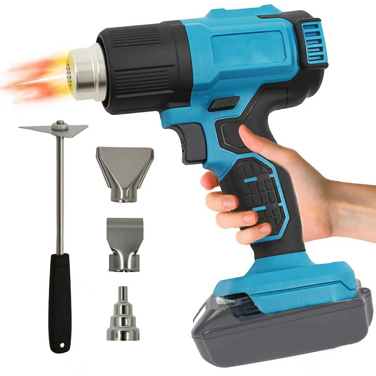 Bezprzewodowy pistolet na gorące powietrze 350 W – kompatybilny z akumulatorem Ma-kit 18 V, dmuchawa gorącego powietrza do prac domowych, w zestawie 3 dysze i skrobak, bez akumulatora