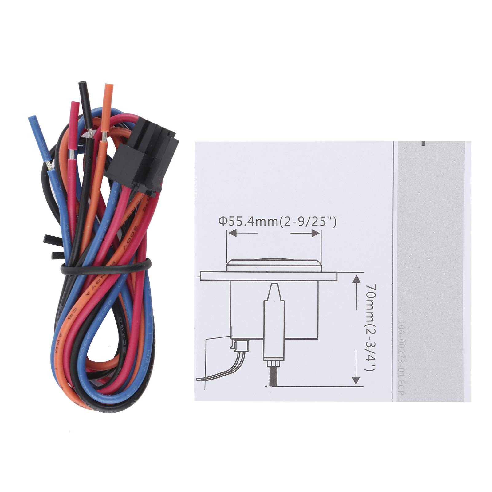 Generic Instrumento de Calibre de Reloj Universal con Retroiluminación Roja de 2 Pulgadas, 0-12 Horas de Funcionamiento para Coche, Barco, Yate, Acero Inoxidable 316L, Medidor de Esfera de 52 Mm