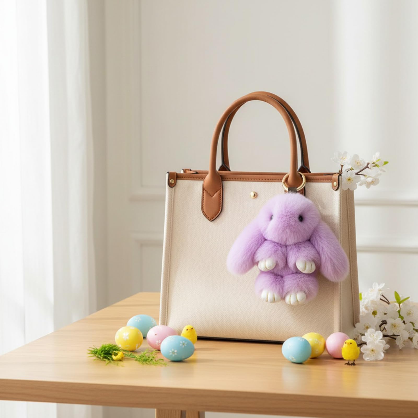 Carino Soft Fuzzy Bunny Keychain with Exquisite Tin Box Bunny Doll Pendente Portachiavi Coniglio Charm Easte