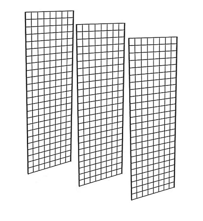Only Hangers - Black Commercial Grade Gridwall Art Display Panels Heavy Duty Grid Panel for Any Retail Display - Art and Trade Show Panels (2' x 6', 3)