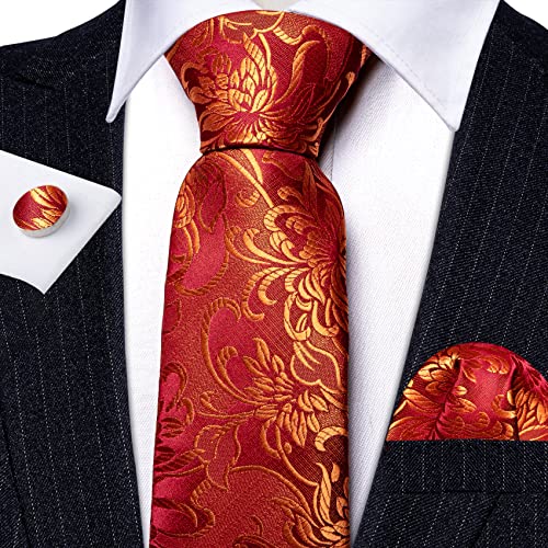 Image of YOHOWA Mens Ties Set Wedding Paisley Neckties with Handkerchief Cufflinks Formal Business