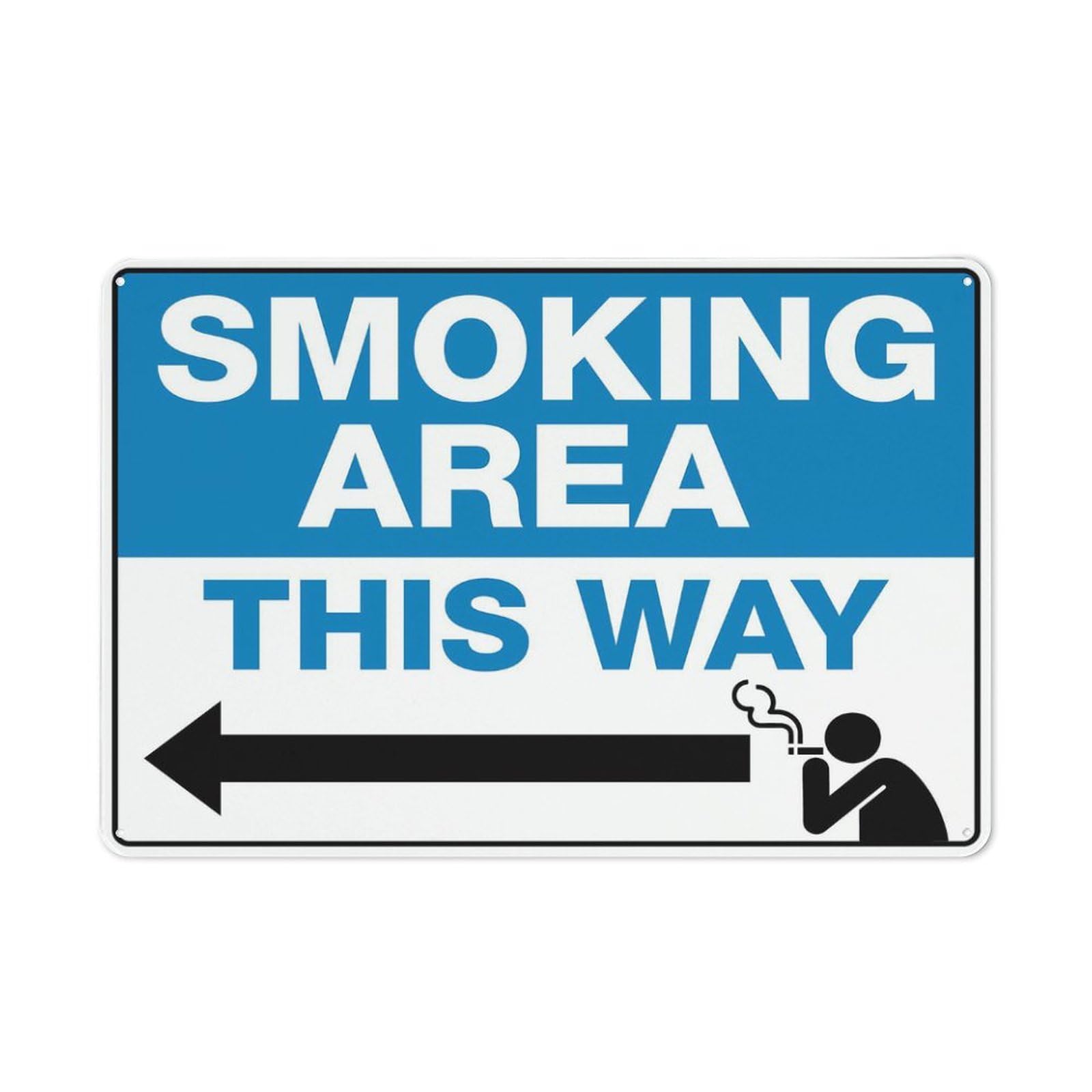 Smoking Area This Way (Left Arrow) Sign for House & Yard, 8x12 Inch Premium Aluminum, Sun-Proof, Rust-Free