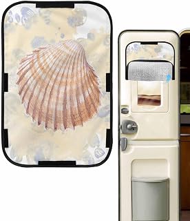 Watercolor Shell RV Door Window Shades 25x16, Foldable Camper Blackout Window Cover RV Accessories UVResistant Sun Shade for RV Campers Travel Trailers Ocean Sea Watercolor Summer Beach Nautical