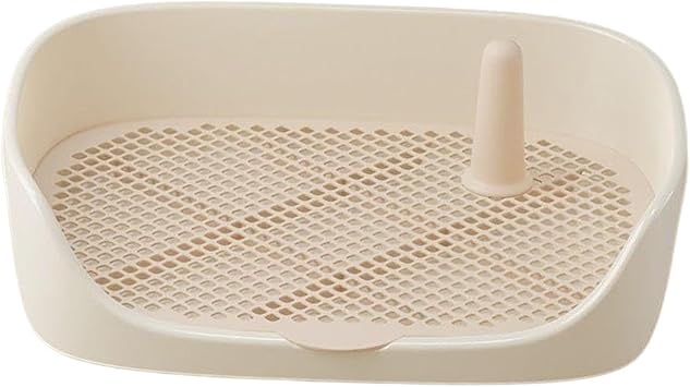 Dog Toilet Training Potty Tray, Pet Pan Bedpan Training Pads Holder Training Pad Toilet Potty Trainer for Small Animals, Home, Puppy, Beige 48x37x13cm