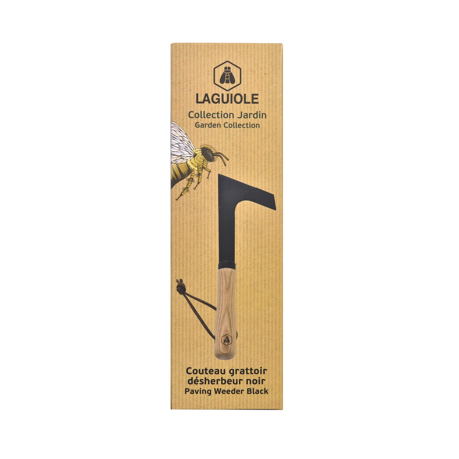 LAGUIOLE - LAGUIOLE, 40269056, Couteau Grattoir Désherbeur Noir et Bois, Jardinage, Outil de Jardin, Ergonomique, Manche en Bois de Frêne Naturel, Lame Acier Inoxydable