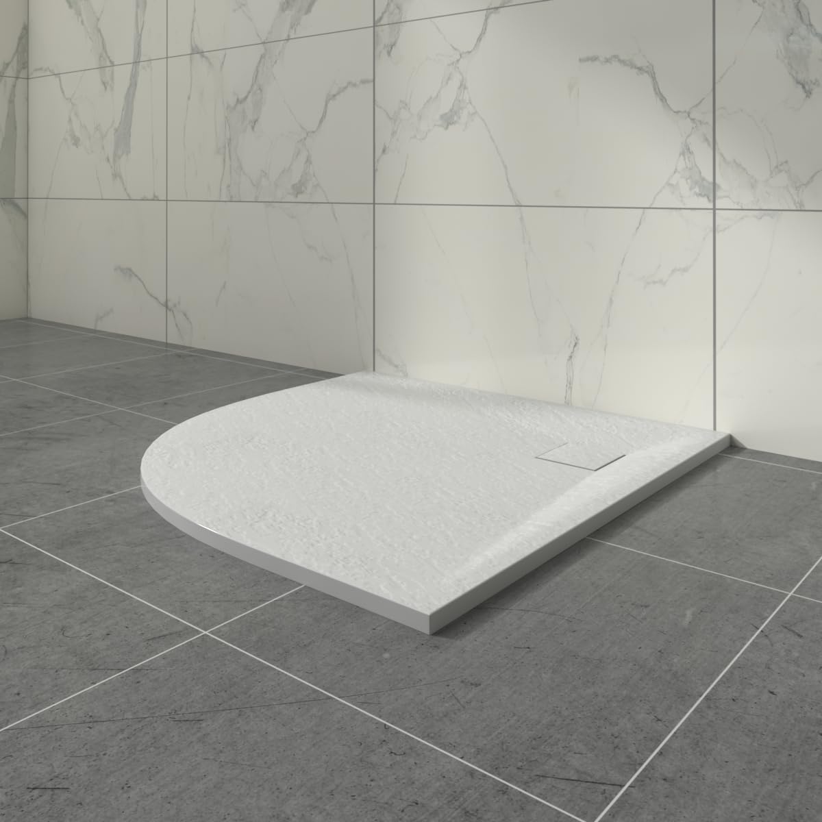 Aquariss SMC Slate Effect Shower Enclosure Tray 800x800mm Quadrant Wetroom Shower Base White