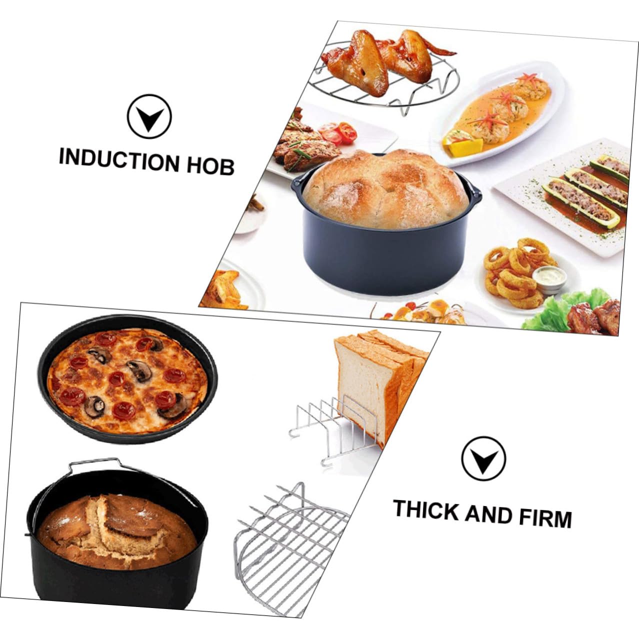 BESPORTBLE 6 Stück Teiliges Airfryer Zubehör Backformen aus Umweltfreundlichem Material Antihaftbeschichtete Kuchen Pizzakörbe Hitzebeständig Passend für Heißluftfritteusen