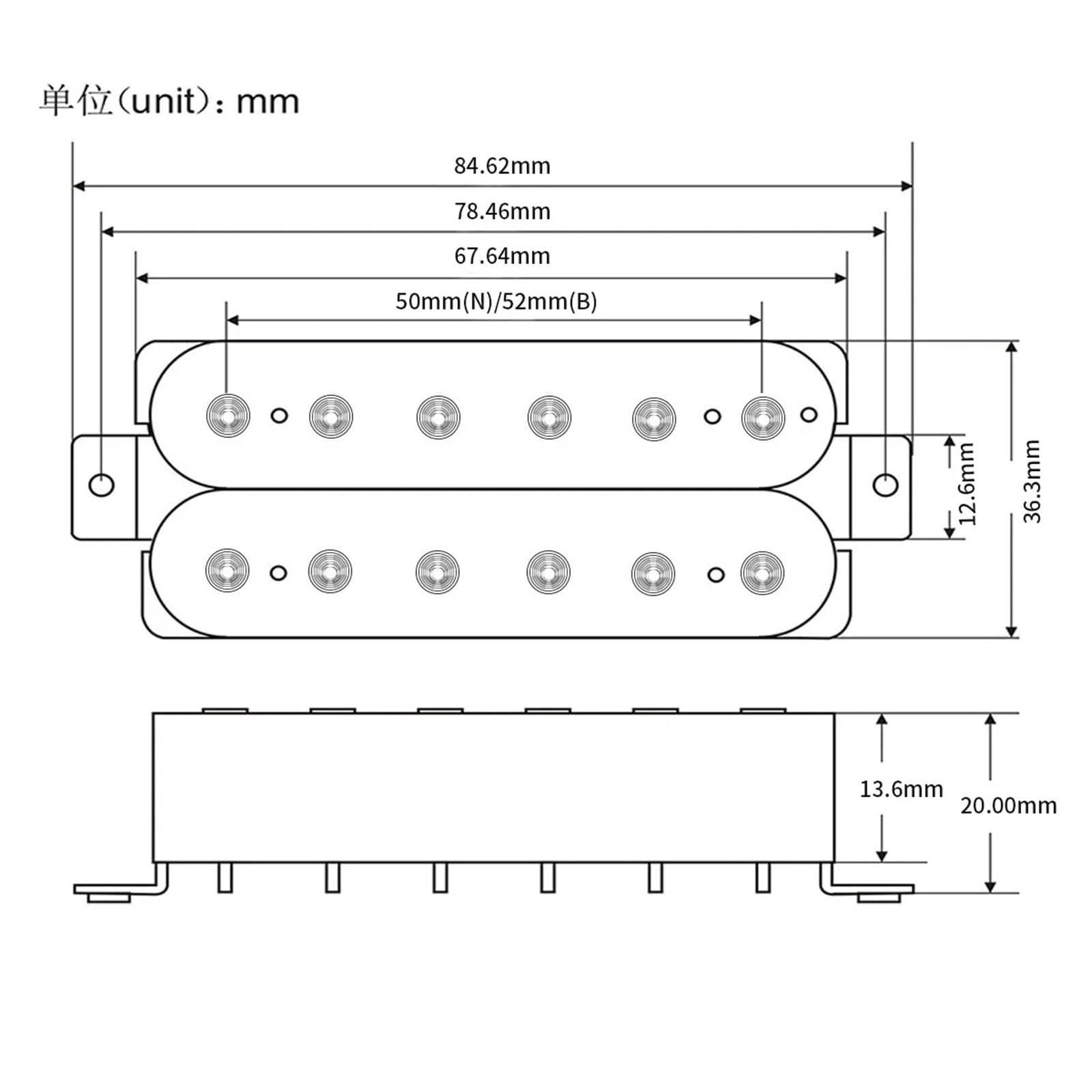 Juego de pastillas humbucker Alnico 2 for guitarra, pastillas de mástil y puente, piezas de guitarra de doble bobina.(Schwarz)