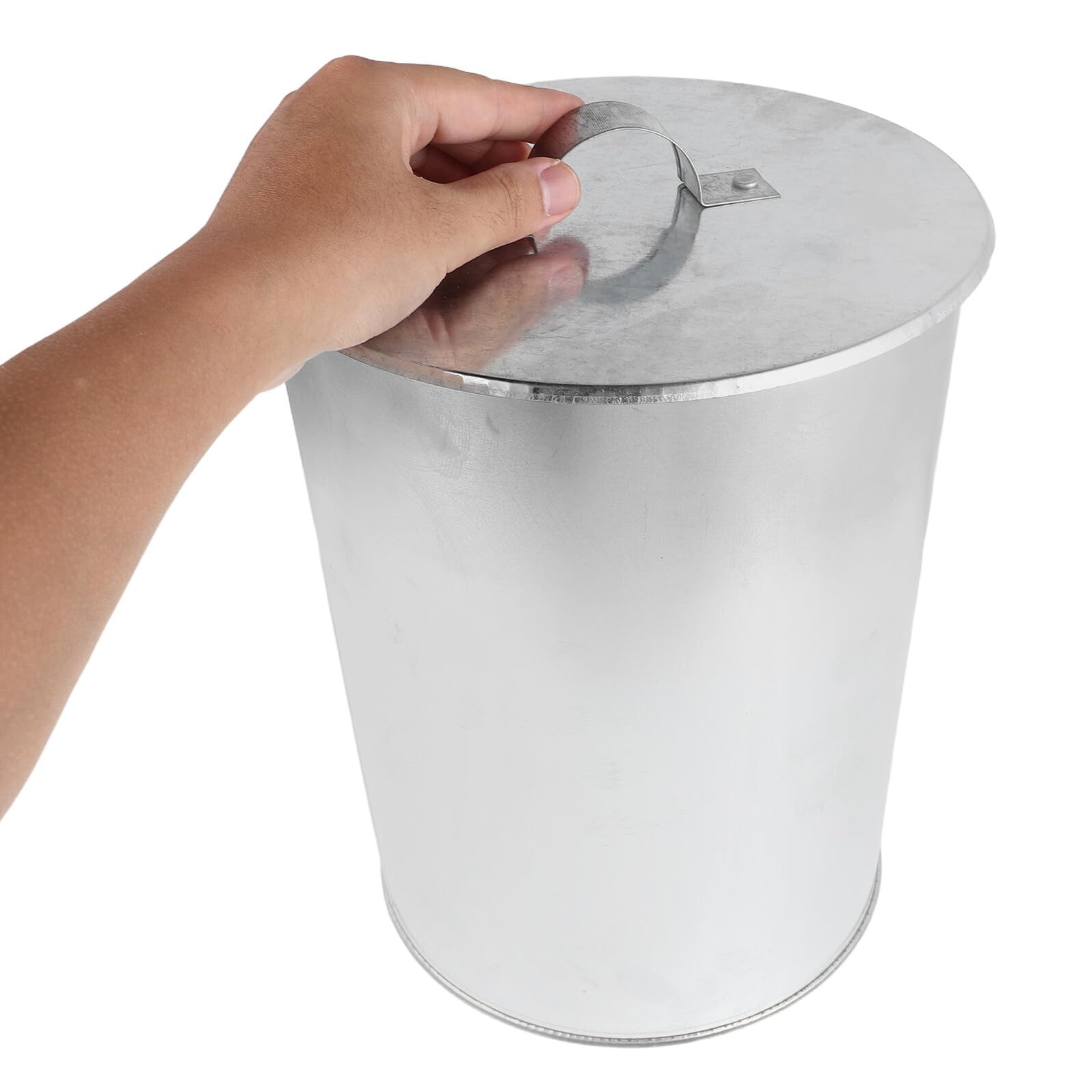 Zerodeko Secchio di Cenere in Ferro Zincato Portatile e Leggero con Coperchio, Contenitore Compatto per Cenere per Cucina All'aperto e Campeggio