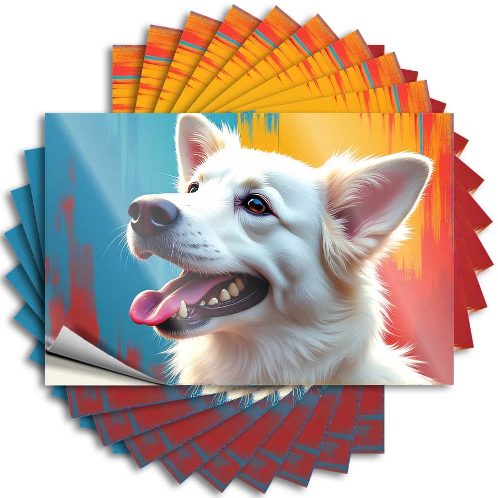 Autumn Decals Aesthetic Decals, Hot Cute Pattern Design for Comfort Notebook | Wall Removable Vinyl Colorful Portrait of A Happy Dog(8X12CM)