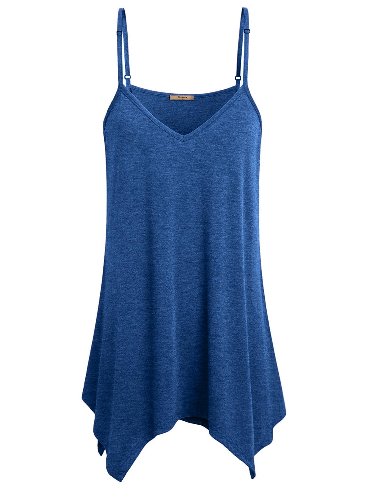 Miusey Womens Handkerchief Hem Sleeveless Flowy Tunic Tops Summer Casual Adjustable Spaghetti Strap Camisoles Long Tank Tops