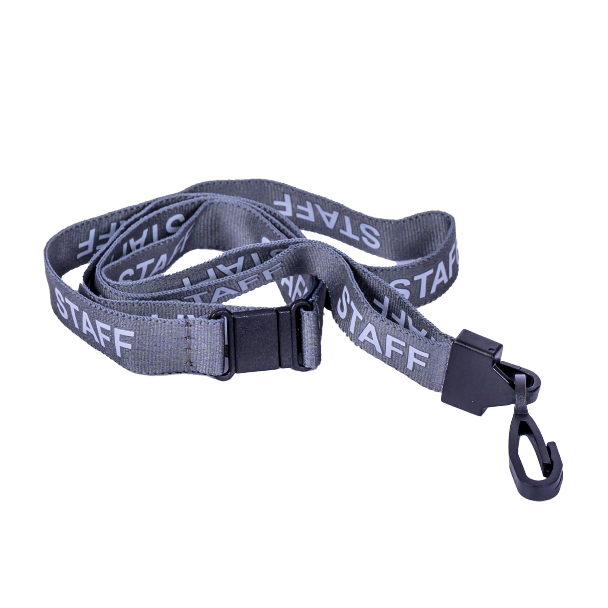 SKE-Direct® Staff Lanyards with a strong plastic slide clip and sewn in breakaway and Free colour matched cardholder (25, Grey)