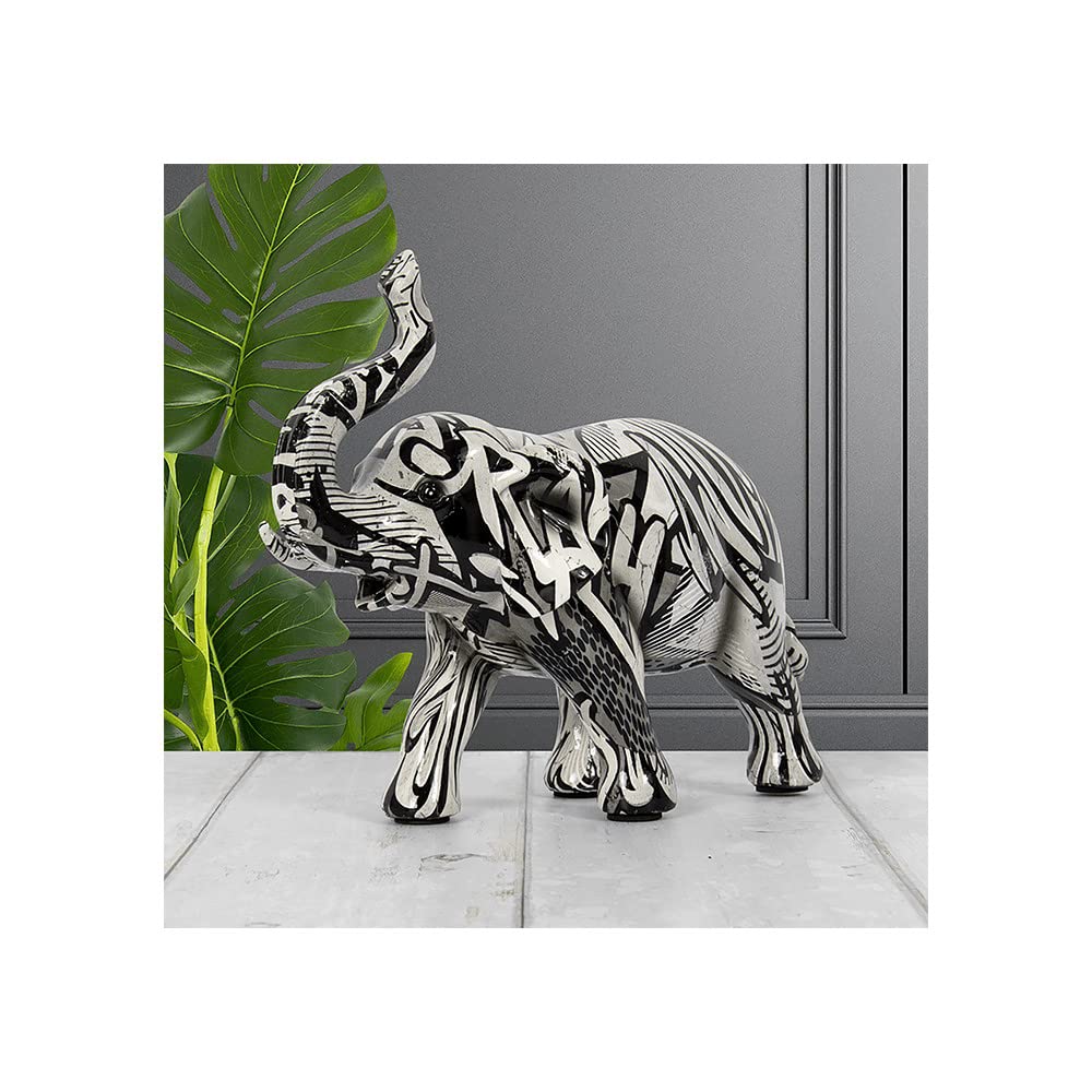 The Leonardo Collection LP48624 Monochrome Black & White Elephant Standing Ornament, 26x11x21cm, Boxed