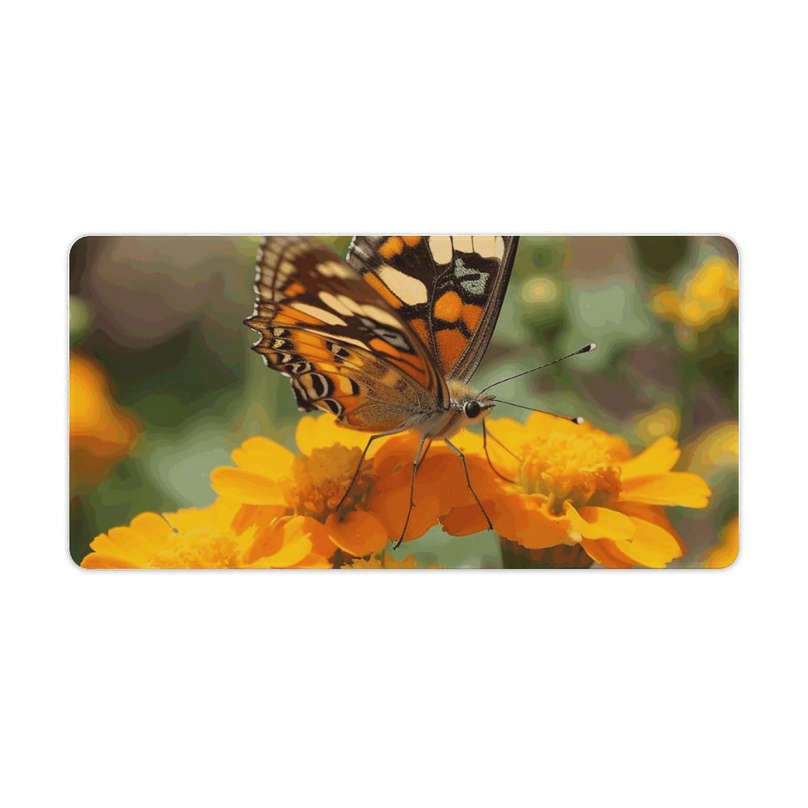 Tapis de souris grand format fleurs et papillons pour bureau à domicile - 8