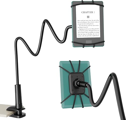 Soporte para Kindle de cuello de cisne para leer en la cama, soporte de teléfono celular ajustable de 360 para escritorio, abrazadera flexible de