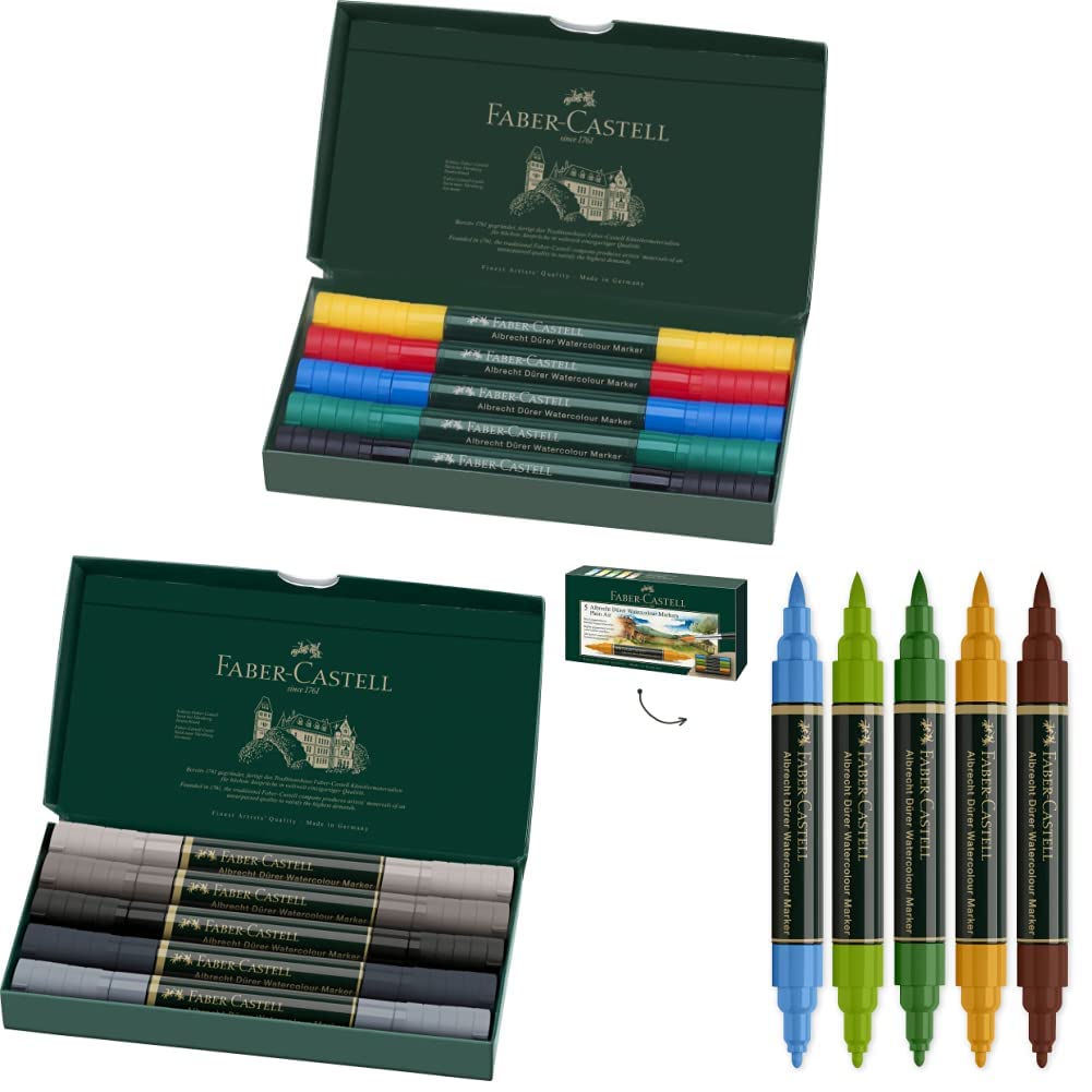 Faber-Castell 160305 Marker acquerellabili, confezione da 5 160306 Marker acquerellabile, astuccio da 5 160309 Marker acquerellabili, astuccio da 5
