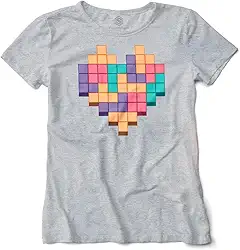 Camiseta Feminina Baby Look Coração Pixel Geek Nerd