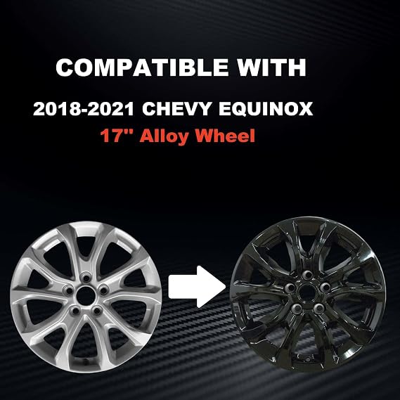 17 Inch Glossy Black Wheel Skins Compatible with 2018-2021 Chevrolet Equinox, Wheel Covers for Matching Factory Wheels, Set of 4