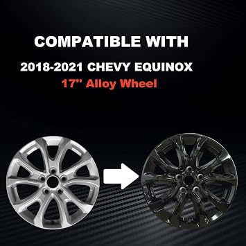 17 Inch Glossy Black Wheel Skins Compatible with 2018-2021 Chevrolet Equinox, Wheel Covers for Matching Factory Wheels, Set of 4