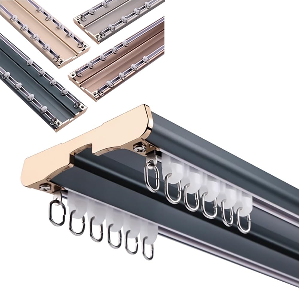 Tringle à rideaux double robuste en aluminium bleu 3m pour salon et salle de bain