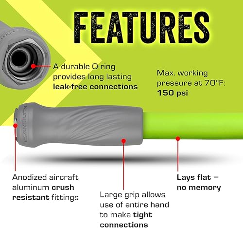 Miniatura 5 de Flexzilla - Manguera de jardín con mango giratorio, 5/8 pulgadas x 100 pies, manguera de agua ligera para todo tipo de clima, resistente y flexible