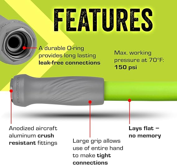 Flexzilla Garden Hose with SwivelGrip, 5/8 in. x 100 ft., Lightweight All-Weather Water Hose, Durable and Flexible, Leak-Free Connections