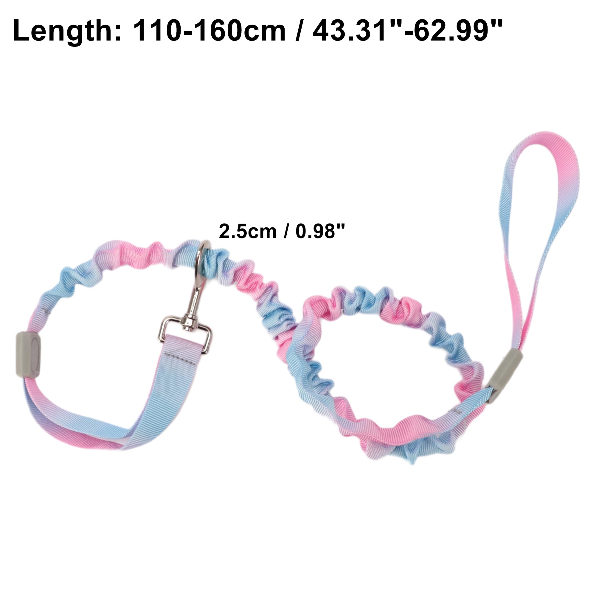 CAPASTEC Guinzaglio a Doppia Maniglia per Cani, Corda Elastico Nylon, Blu Rosa Gradiente, Lunghezza 110-160cm