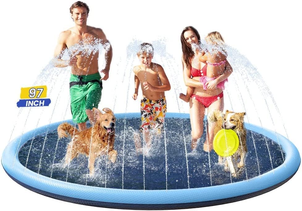 PETOCAT Almohadilla para salpicaduras para perros, rociador antideslizante para niños, piscina poco profunda para bebés, mascotas al aire libre,