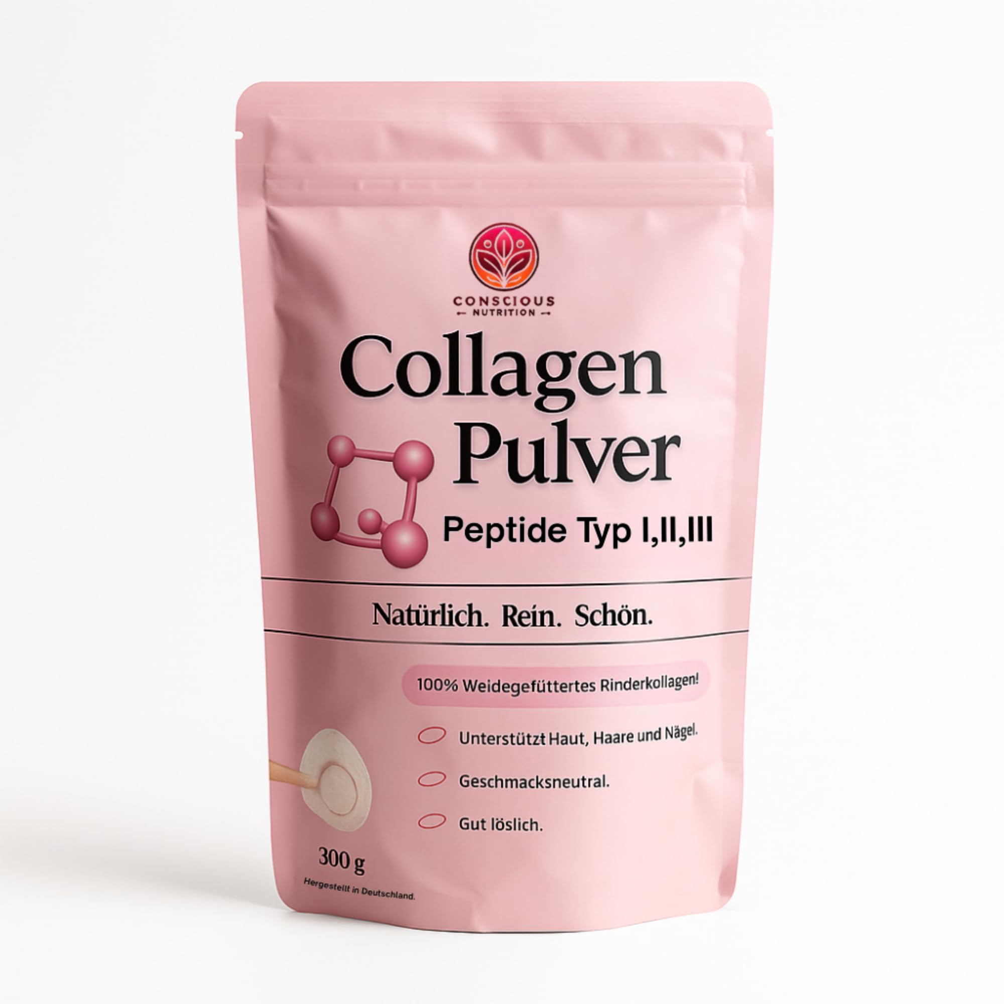 Polvere di collagene - collagene idrolizzato peptidi tipo 1, 2, 3 - Polvere proteica proteica - Senza additivi - Neutro al gusto - Salice - Testato da laboratorio - Made in