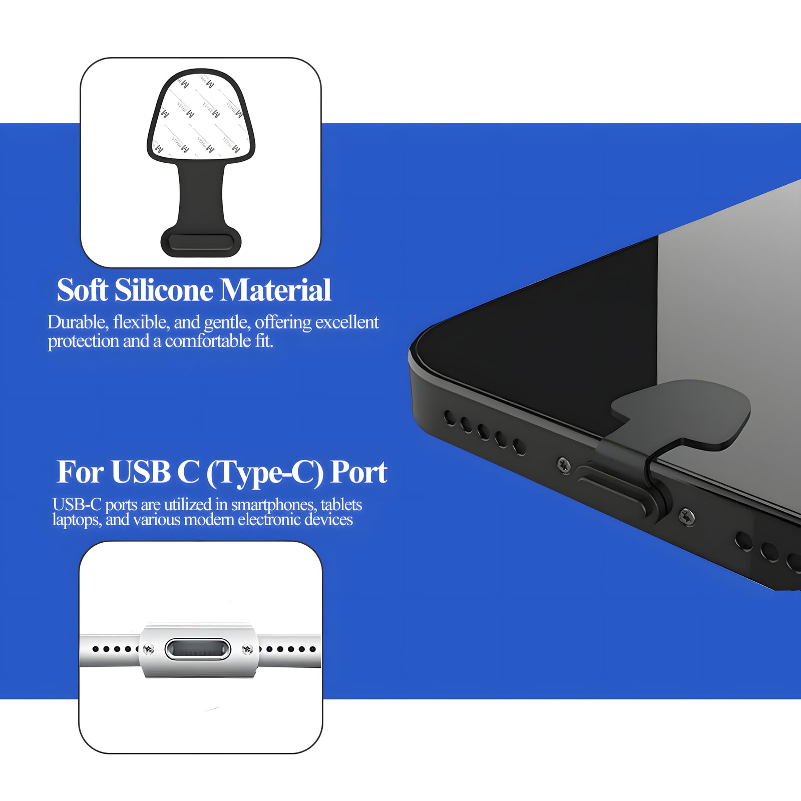 10 tappi antipolvere per porta USB di tipo C, tappi antipolvere per porta di ricarica USB C, protezioni antipolvere per 15 16 Plus Pro Max, Samsung, con kit di pulizia digitale