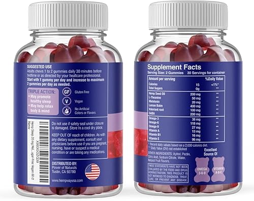 Miniatura 6 de Melatonina 20mg  Puede ayudar a conciliar el sueño más rápido y permanecer dormido más tiempo  con cáñamo, GABA, valeriana, bálsamo de limón,