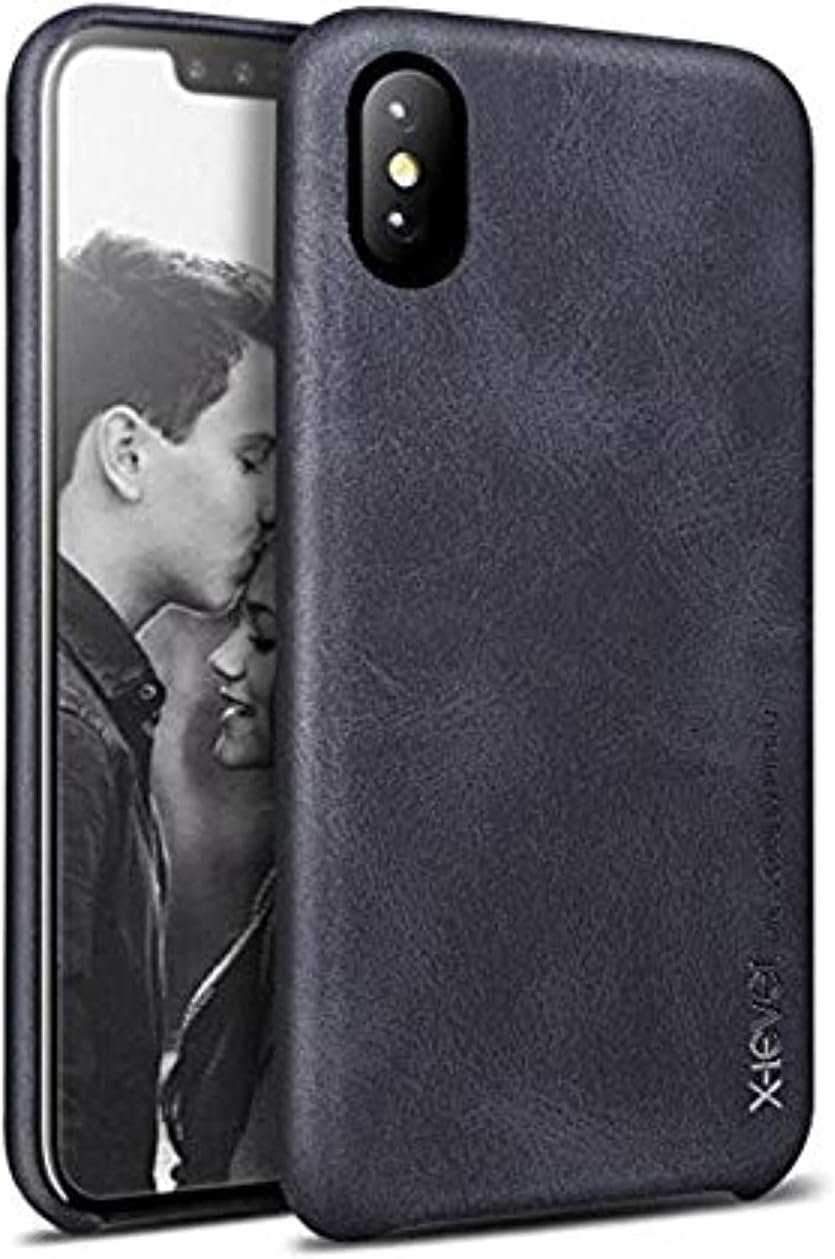 iPhone X case, X-Level [Vintage Series] Premium PU Leather Slim Fit Ultra light Soft Touch Protective Mobile Cell Phone Case Back Cover for Apple iPhone X - Black