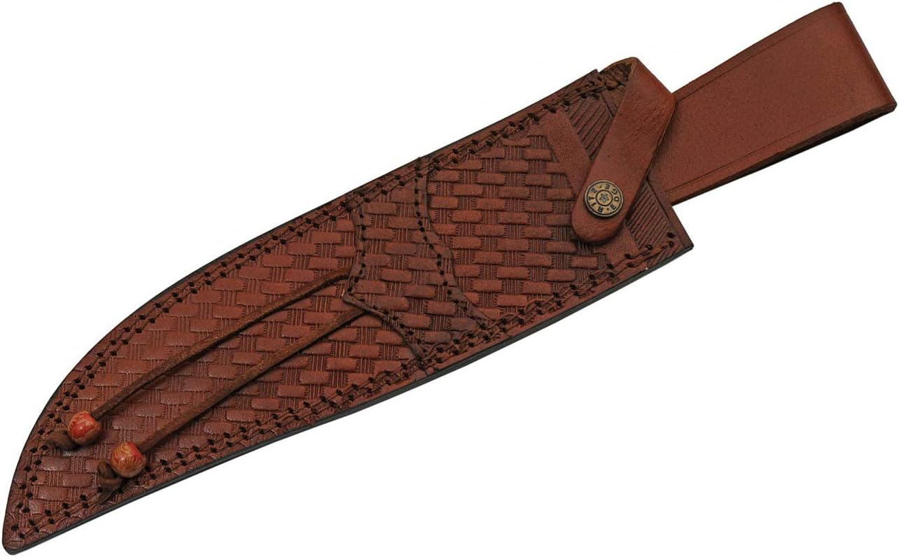Szco Supplies Damascus Steel Exotic Bowie Knife, Brown, 15 inches