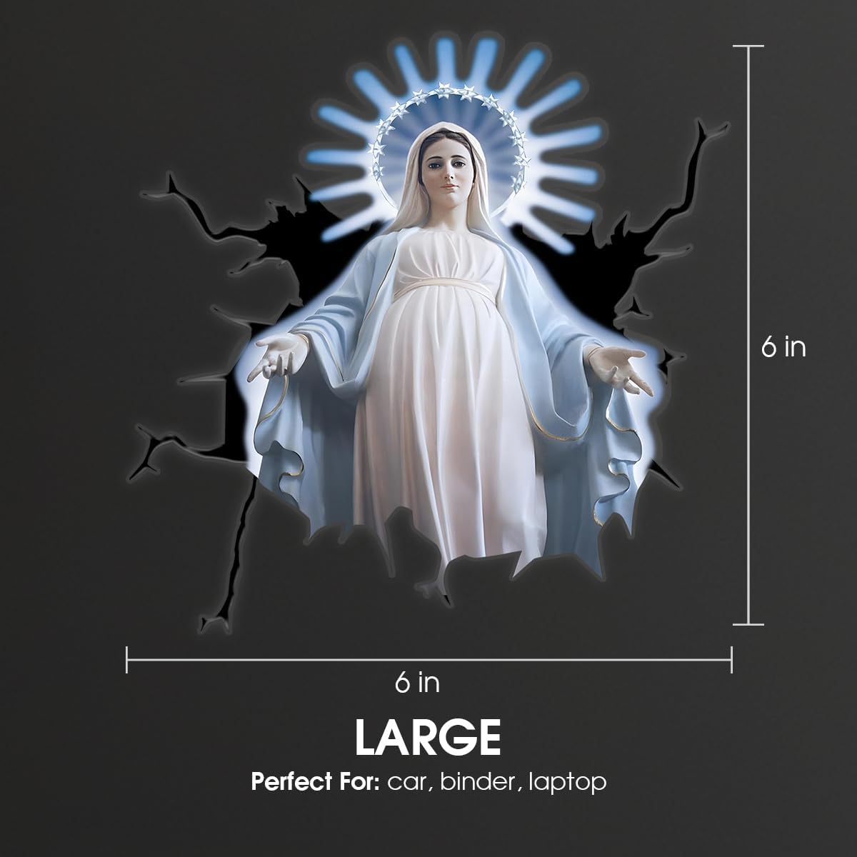 Maria Saint Mary Mother of Jesus Vinyl Decal – Blessed Virgin Mary Christian Sticker, God Bumper Sticker, Durable & Weatherproof Car Decal for Cars, Trucks, Windows, Laptop | 6x6 inches - Image 6