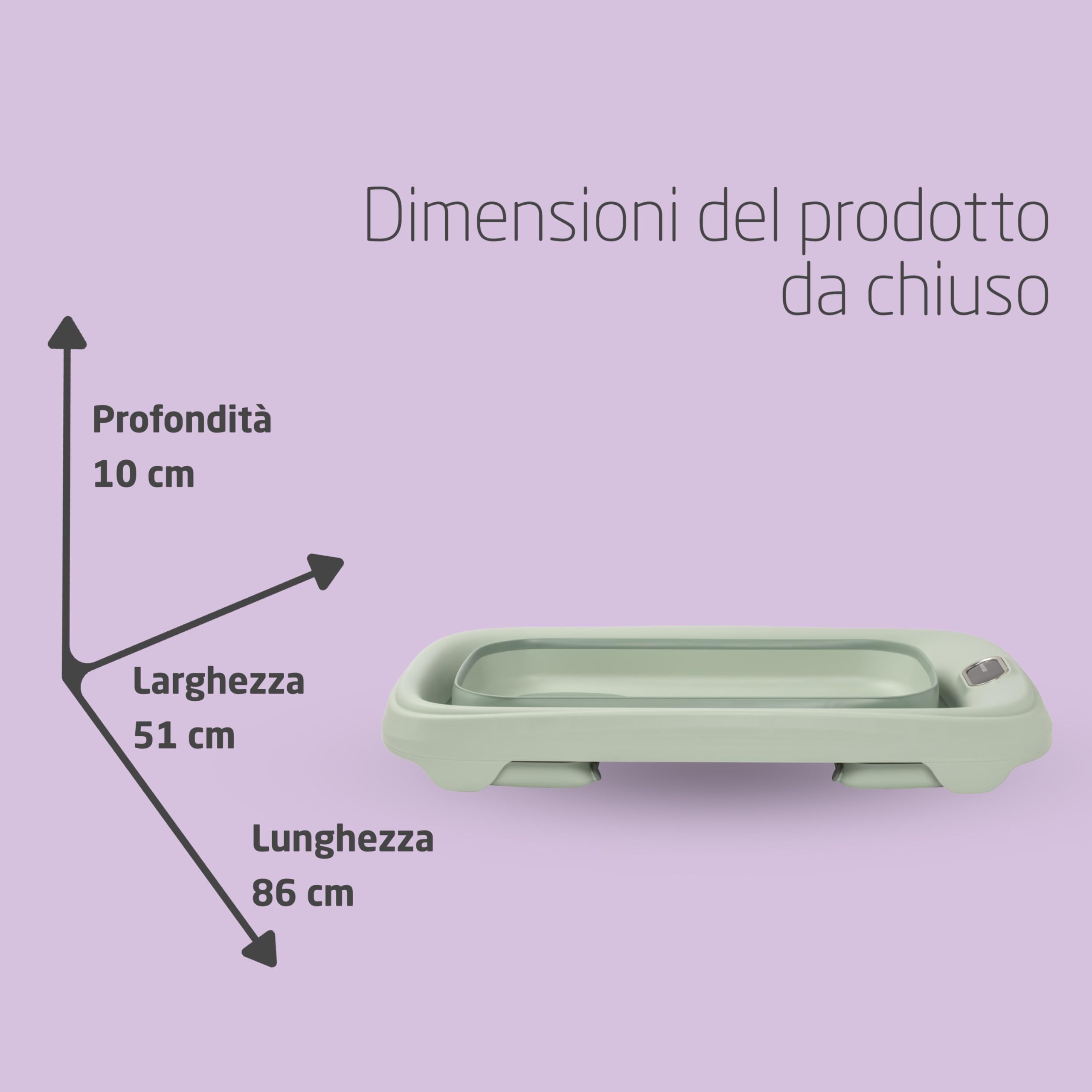 Maxi-Cosi Indigo Vaschetta Bagnetto Neonato Pieghevole, Bagnetto Bambini 0-4 Anni, Termometro HighSense Integrato, Anti-scivolo, Vaschetta Bagnetto Neonato da Viaggio, Chiusura Compatta, Sage Green