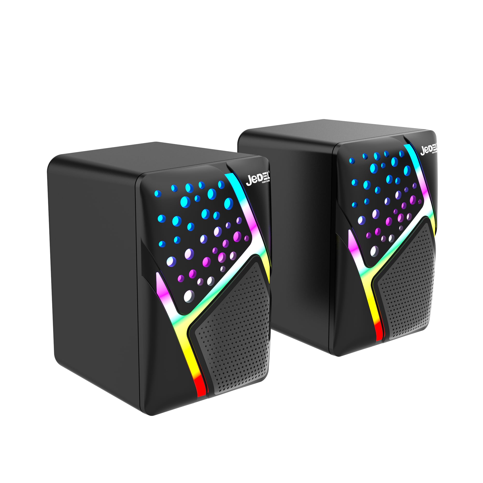 Jedel Constellation S527 Multimedia Gaming PC Speakers with RGB Lights, 2 x 6W, USB Powered, 3.5mm AUX, Stereo, 20 KHz, Black-image-24