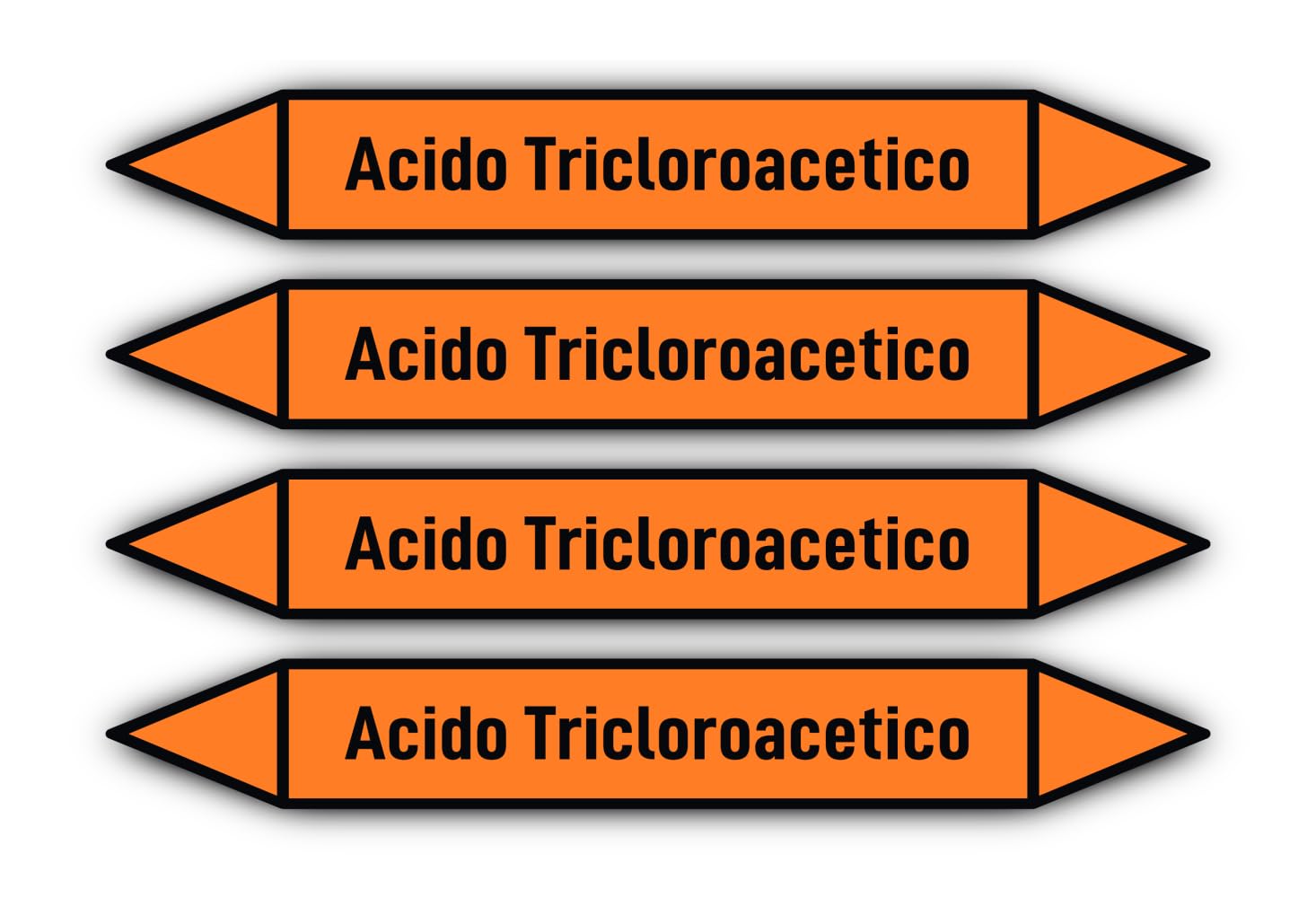 Havati Acidi: Acido Tricloroacetico Sticker 300 X 45 Mm Pack Of 4 - Group 6 - Acids - Pipeline Marking - According To Din 2403 - Language: Italian - Trichloroacetic Acid