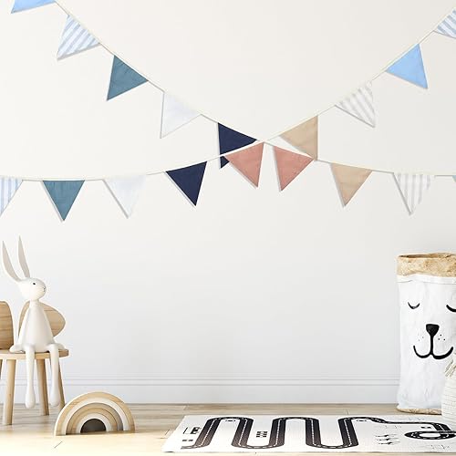 Miniatura 6 de VitalCozy Banderines de 17 pies, 2 unidades, guirnalda triangular, banderines de doble cara para decoración bohemia, baby shower, cumpleaños, boda,