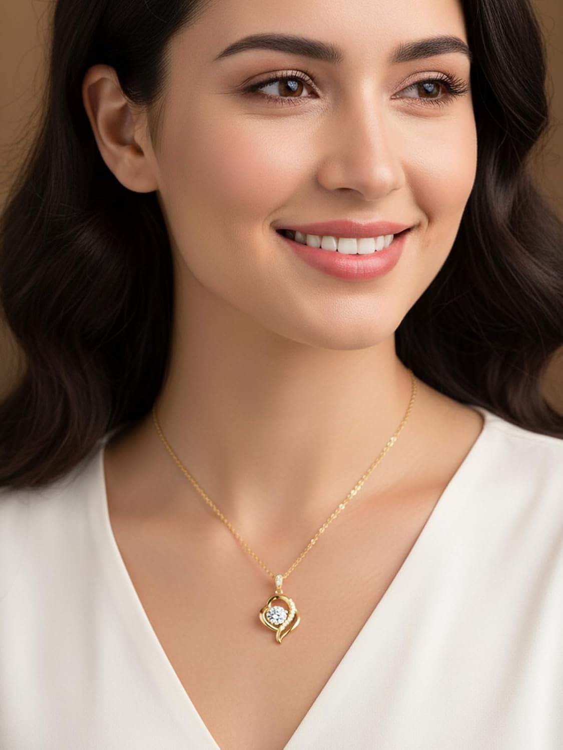 CYW Moissanite Sun/Heart Necklace for Women, Solid 925 Sterling Silver, 16"/18"/20" Adjustable Chain, Birthday Valentines Anniversary Mother's Day Christmas Ideal Gift for Her - Image 2