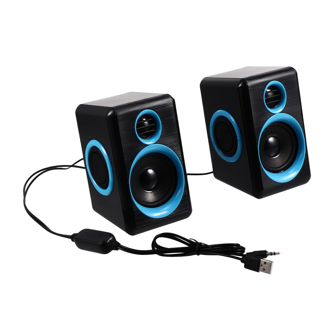 2 Mini-Enceintes USB pour PC de Bureau et Portable, Bleu