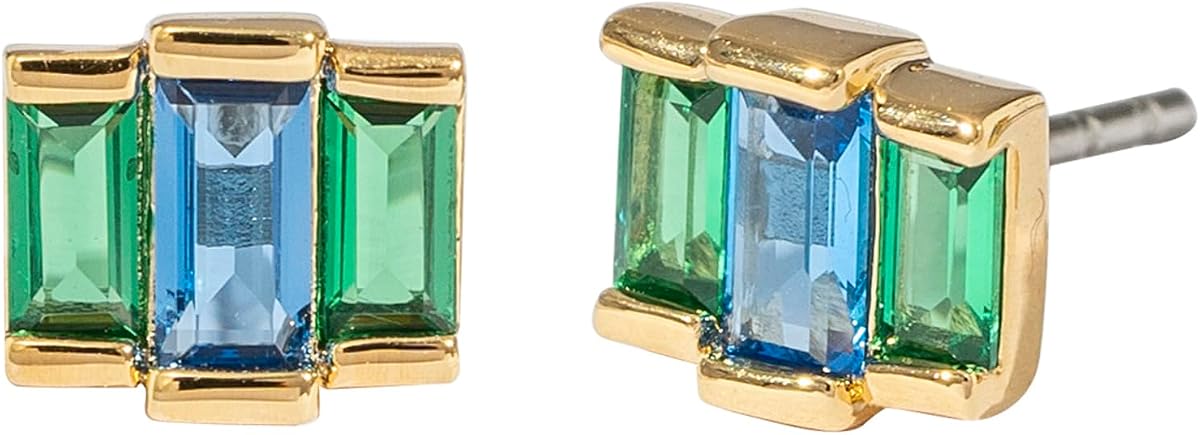 Rhodium or Yellow Gold Plated Brass Cluster Baguette Earrings
